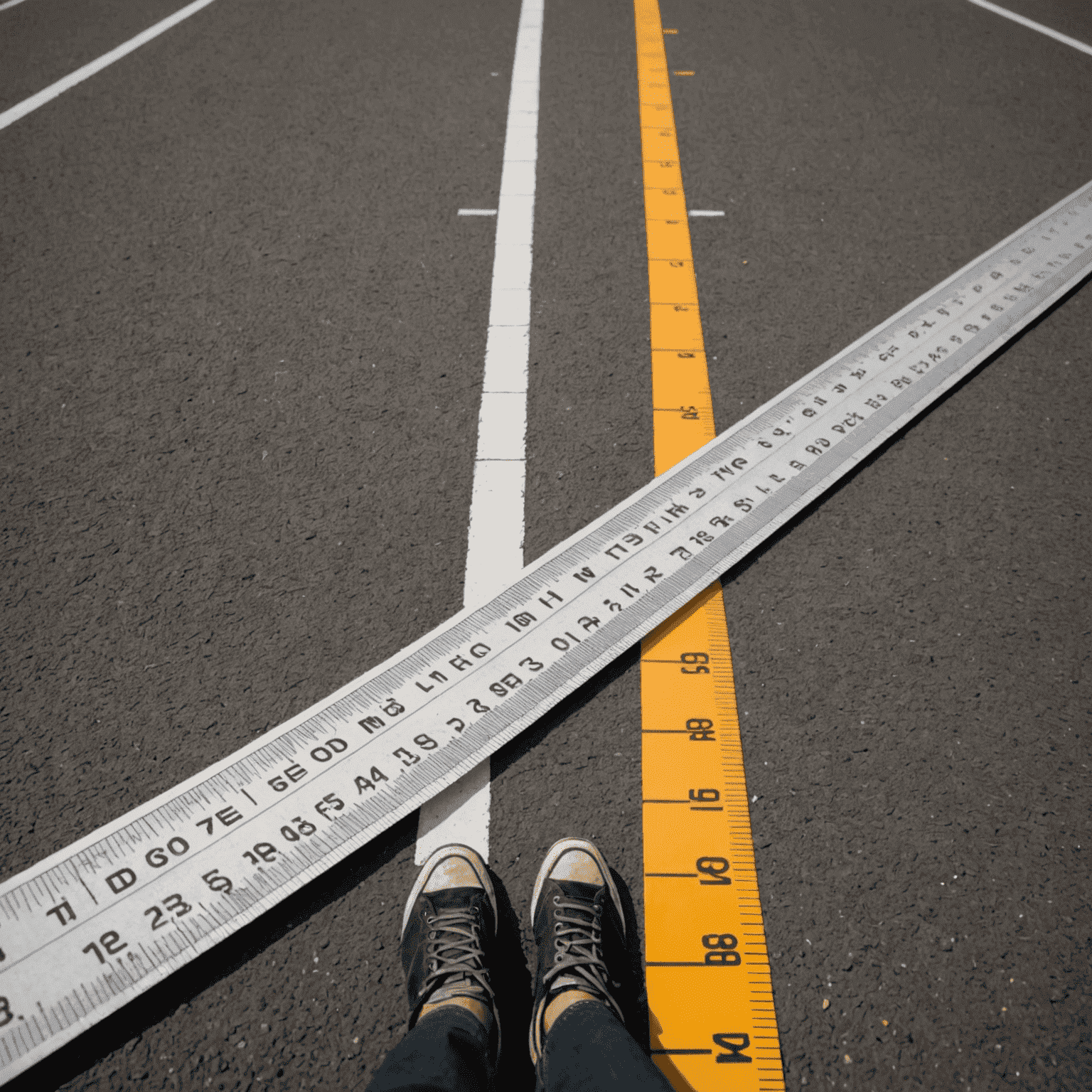A visual representation of the modern mile, showing a ruler or measurement tool marked with feet and yards, culminating in the full 5,280 feet that make up a mile. The image includes both imperial and metric equivalents.