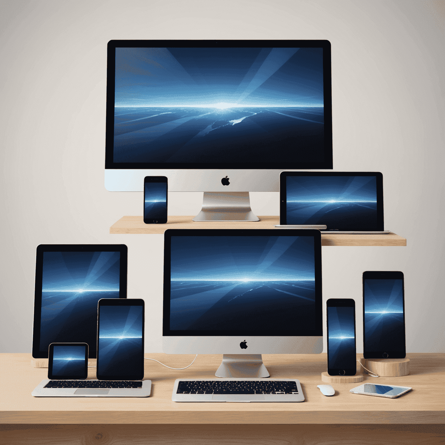 Various electronic devices with their screen sizes displayed in centimeters