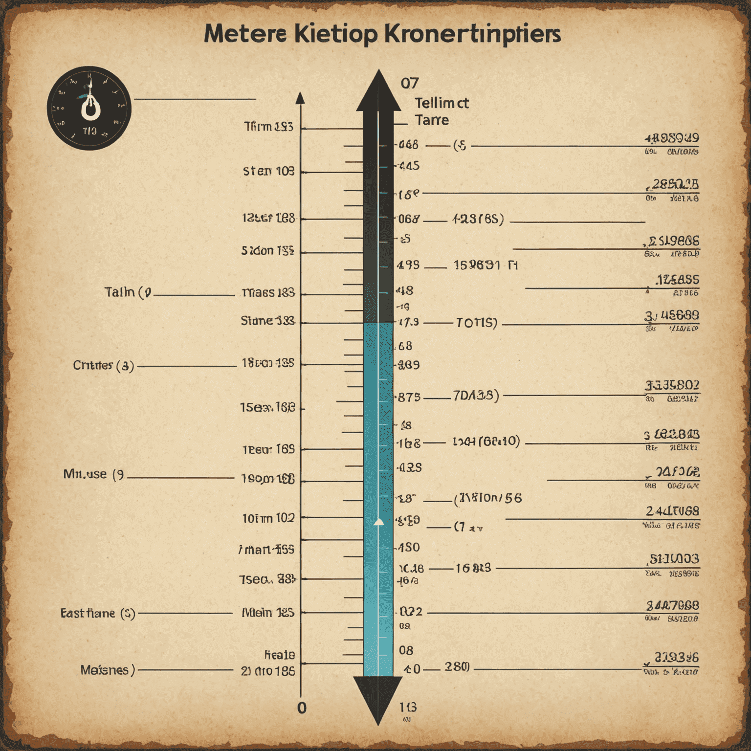 An interactive digital conversion chart showing relationships between miles, kilometers, meters, and centimeters with arrows and formulas